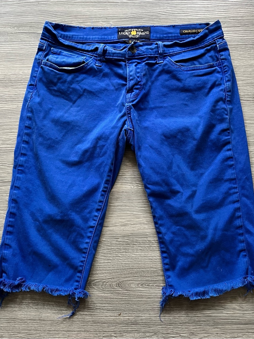 Lucky Brand Y2K Blue Frayed Hem Capris